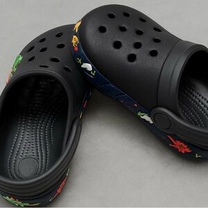 CROCS Kids Black Slippers with Colorful Details